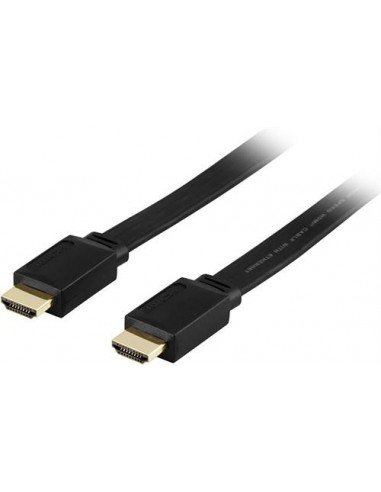 Deltaco HDMI-1020F 2 meter, v 1.4, 4K, Ethernet, Lyd, flat, svart